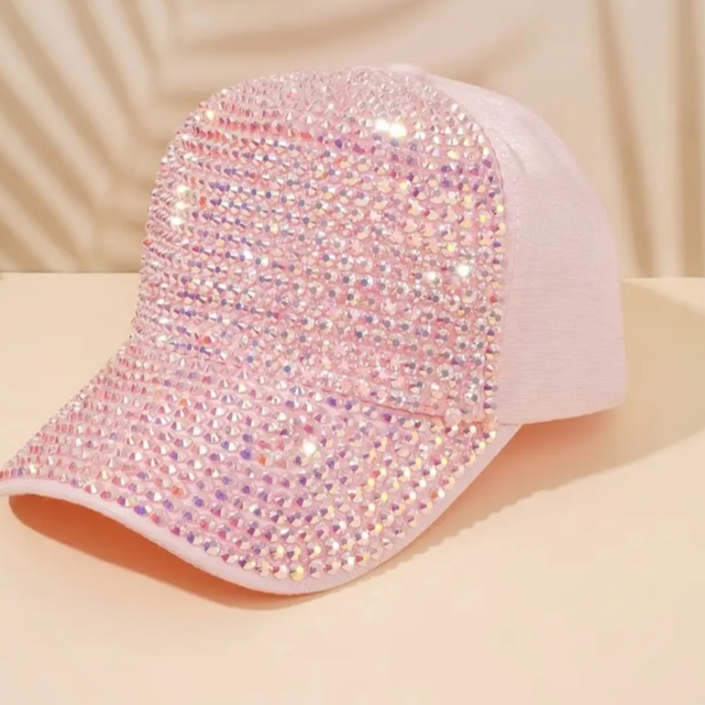 Pink Rhinestone Bling Cap - Picture 3 of 3